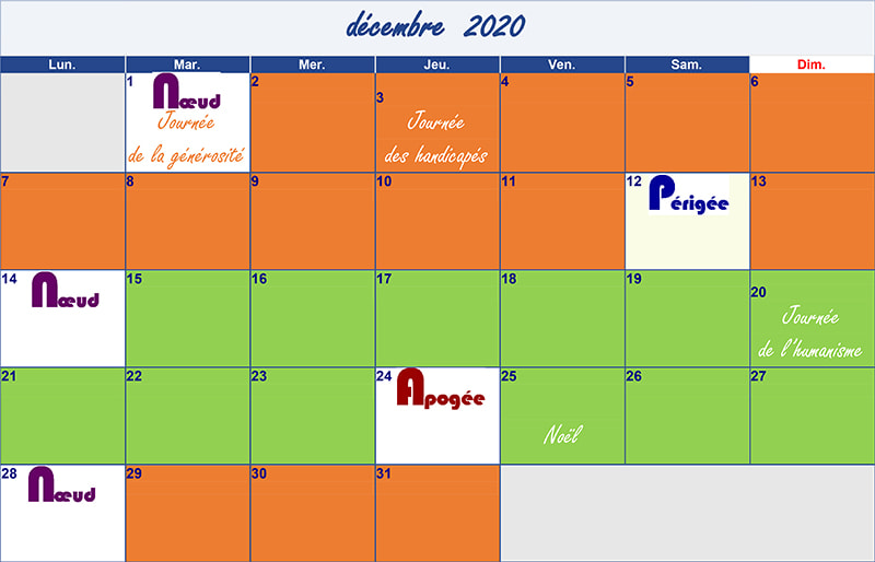 calendrier lunaire décembre 2021 Verdurable