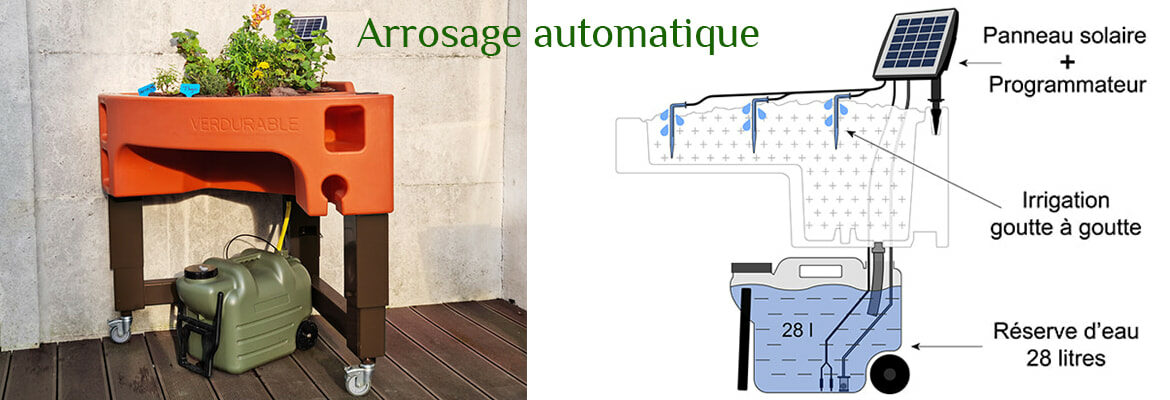 arrosage automatique irrigation solaire avec réserve d'eau