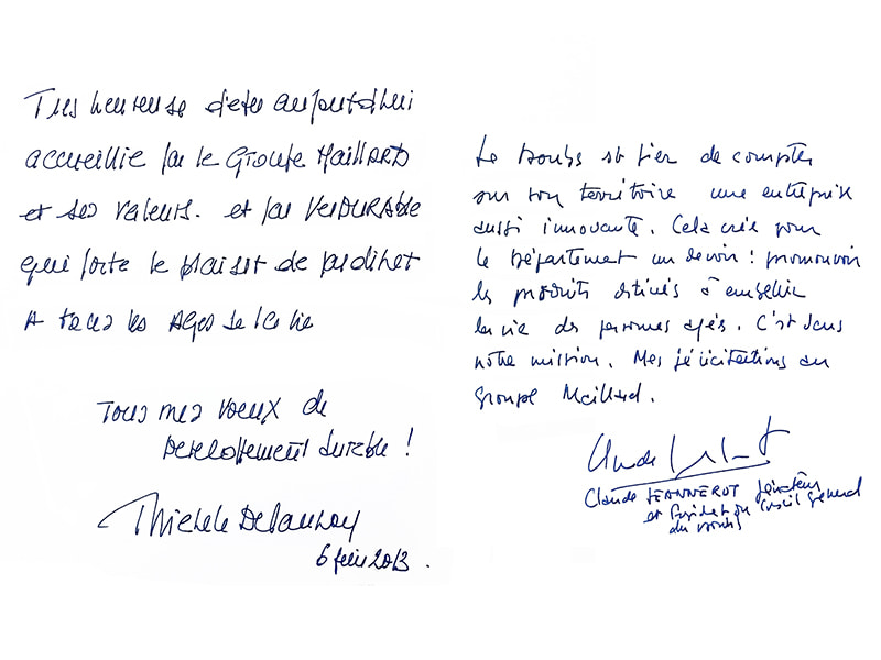 Messages manuscrits du livre d'or par la Ministre Michèle Delaunay et le Sénateur Claude Jeannerot le 6 juin 2013.